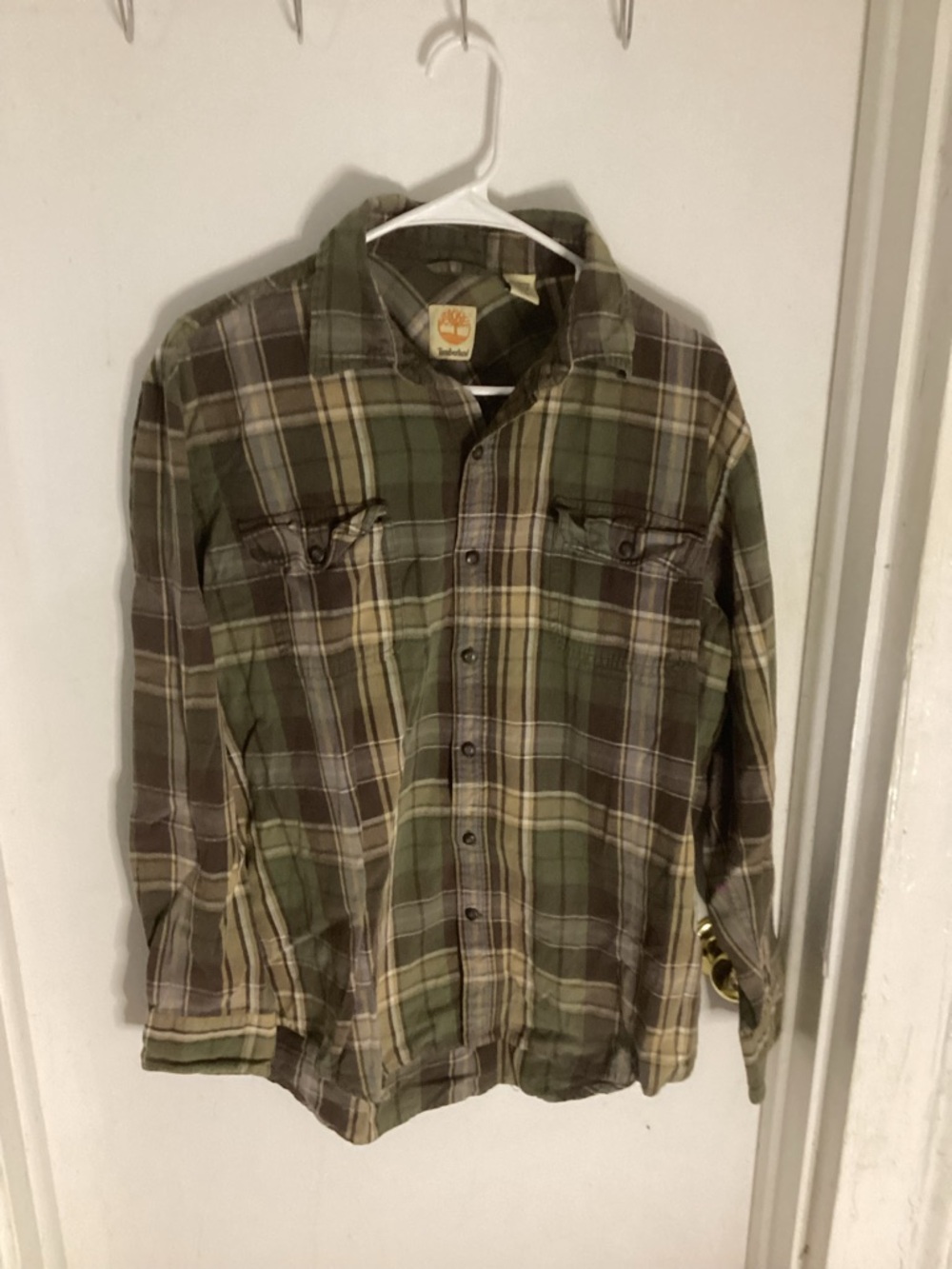 Timberland Men's Green Plaid Flannel Shirt Size Large